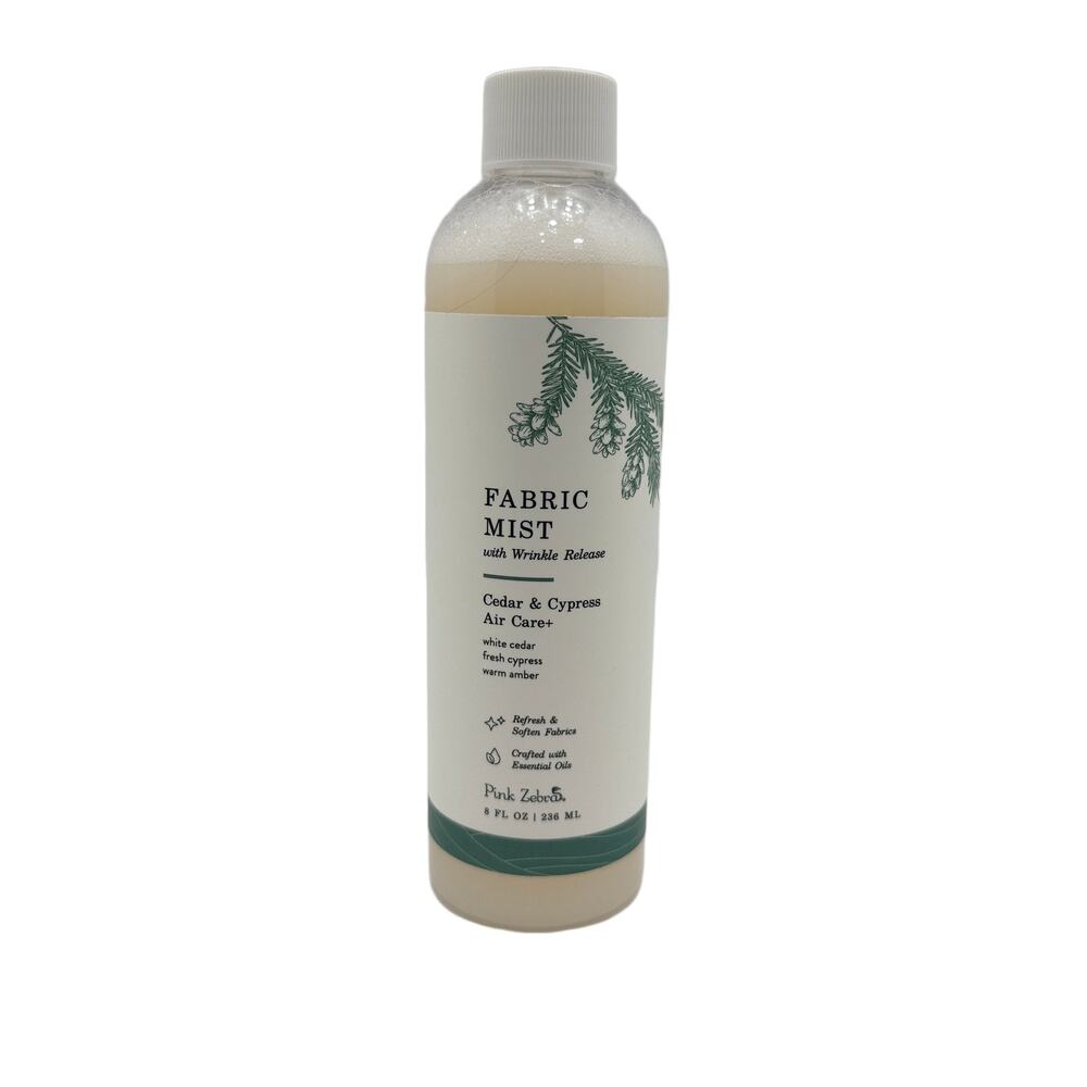 Pink Zebra Fabric Mist & Wrinkle Release Spray - Cedar & Cypress Air Care+ 8 oz